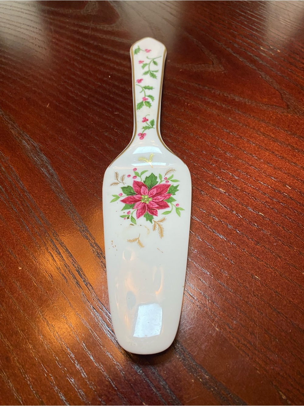 Porcelain Mikasa Bone China Cake Server poinsettia design - Picture 4 of 7